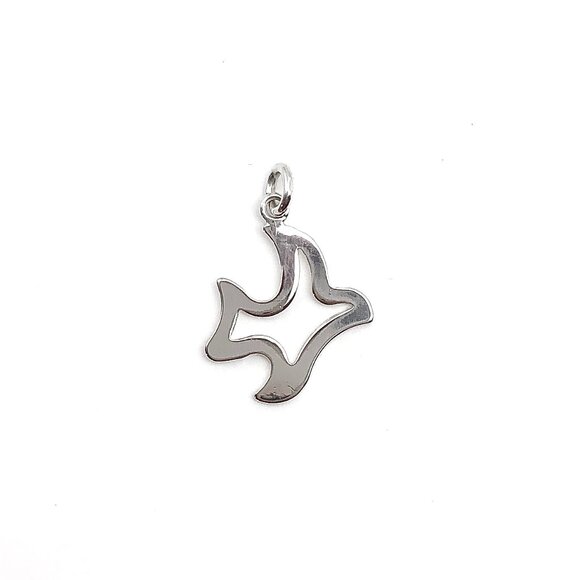 Sterling Silver Charm Descending Dove Bird Charm - Picture 2 of 3